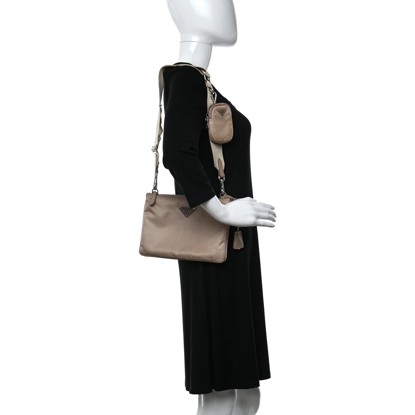 Re-Nylon Saffiano Re-Edition 2000 Double Zip Crossbody Bag Cammeo