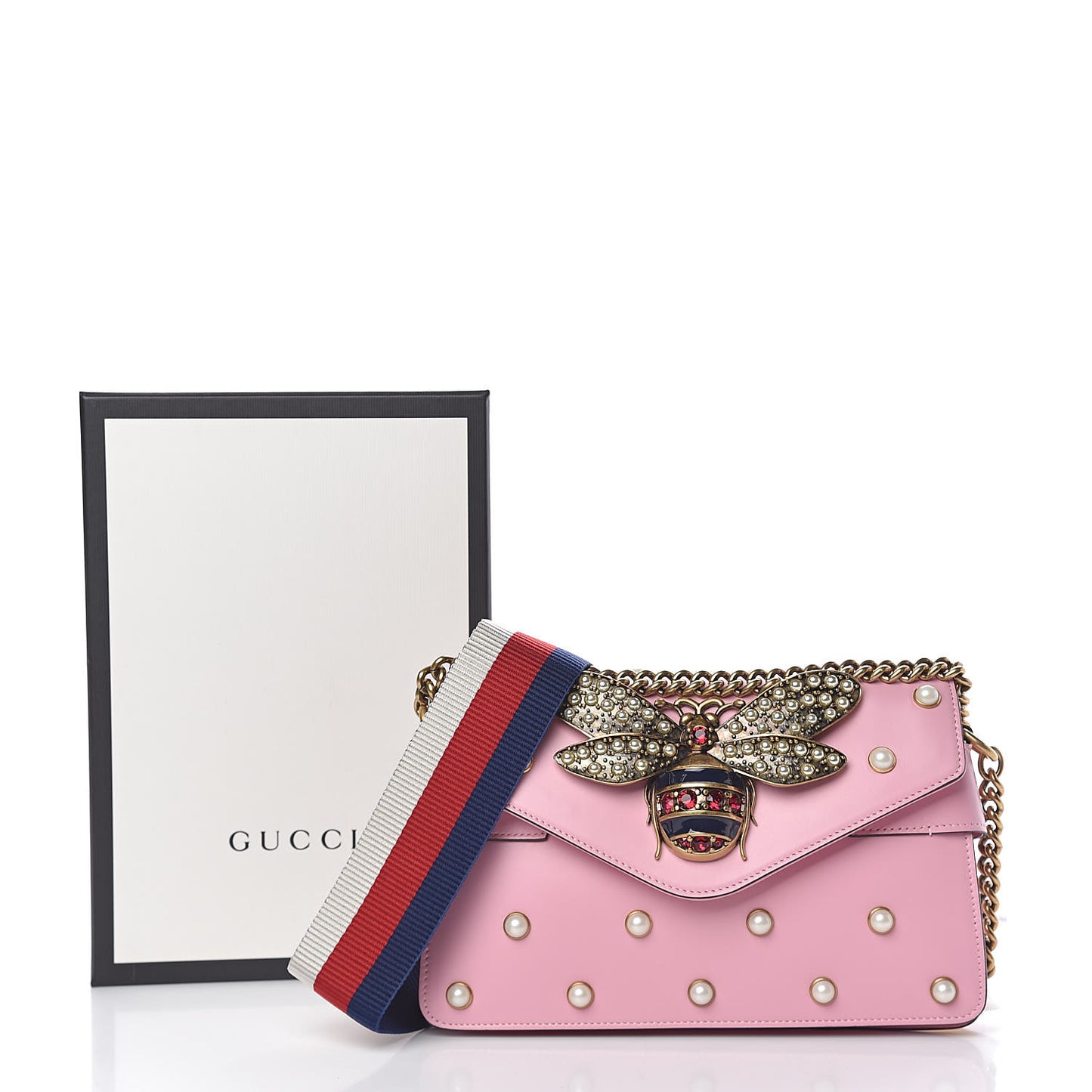 Nappa Pearl Studded Mini Queen Margaret Broadway Shoulder Bag Sugar Pink