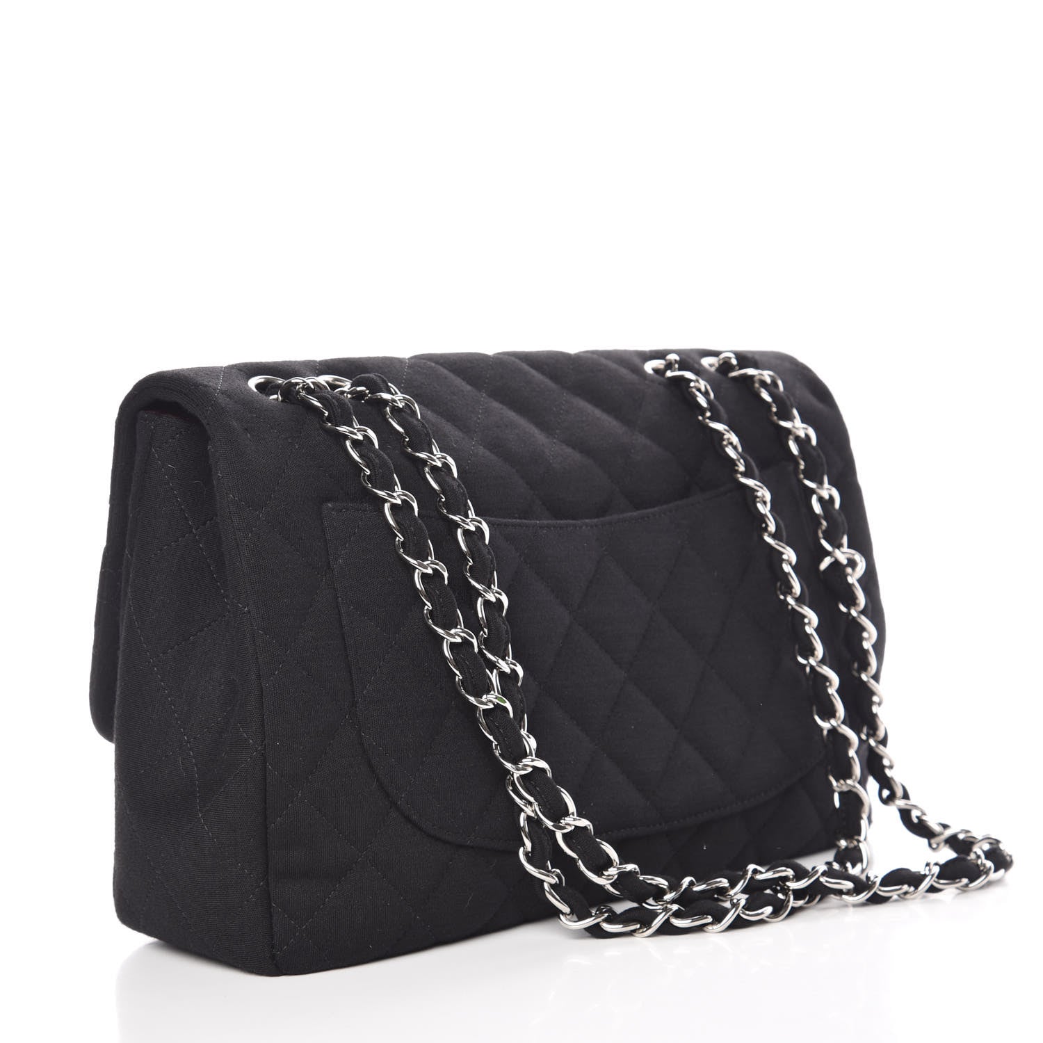 Chanel Jersey Quilted Jumbo Single Flap Black 3 of 10