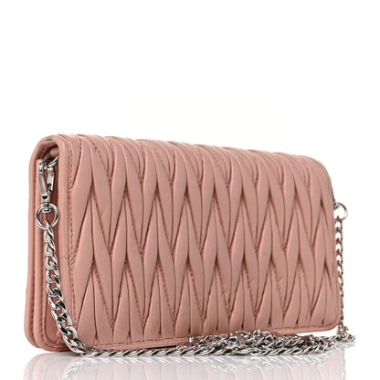 Miu Miu Nappa Matelasse Wallet On Chain Orchidea 2 of 10