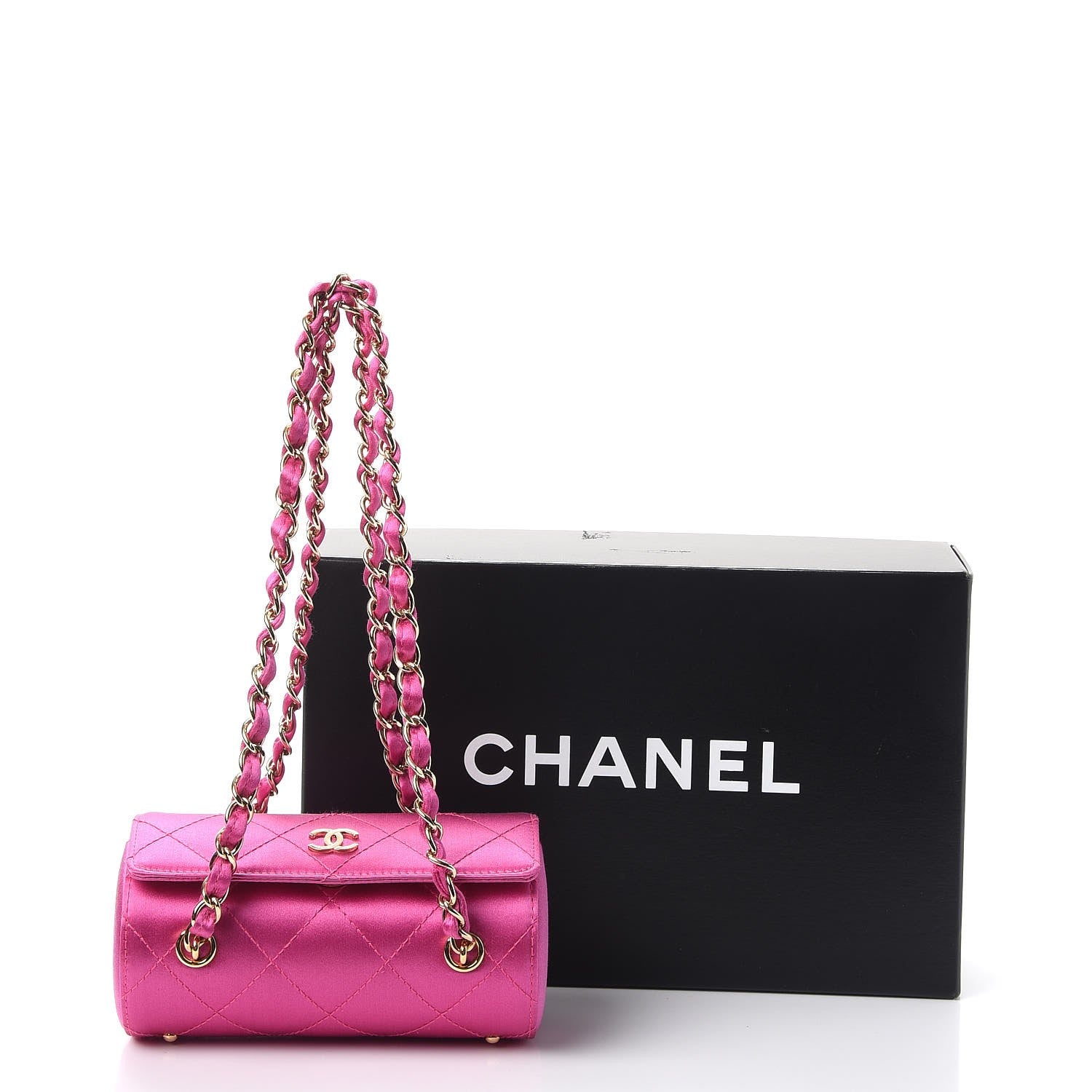 Chanel Satin Quilted Evening Bag Fuchsia 9 of 9