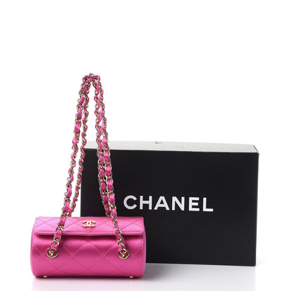 Chanel Satin Quilted Evening Bag Fuchsia 9 of 9
