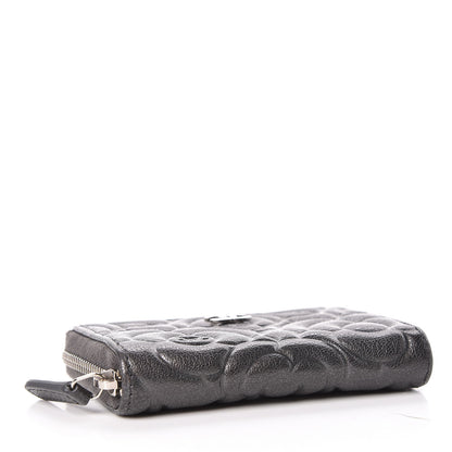 Chanel Goatskin Camellia Embossed Zip Coin Purse Anthracite 4 of 8