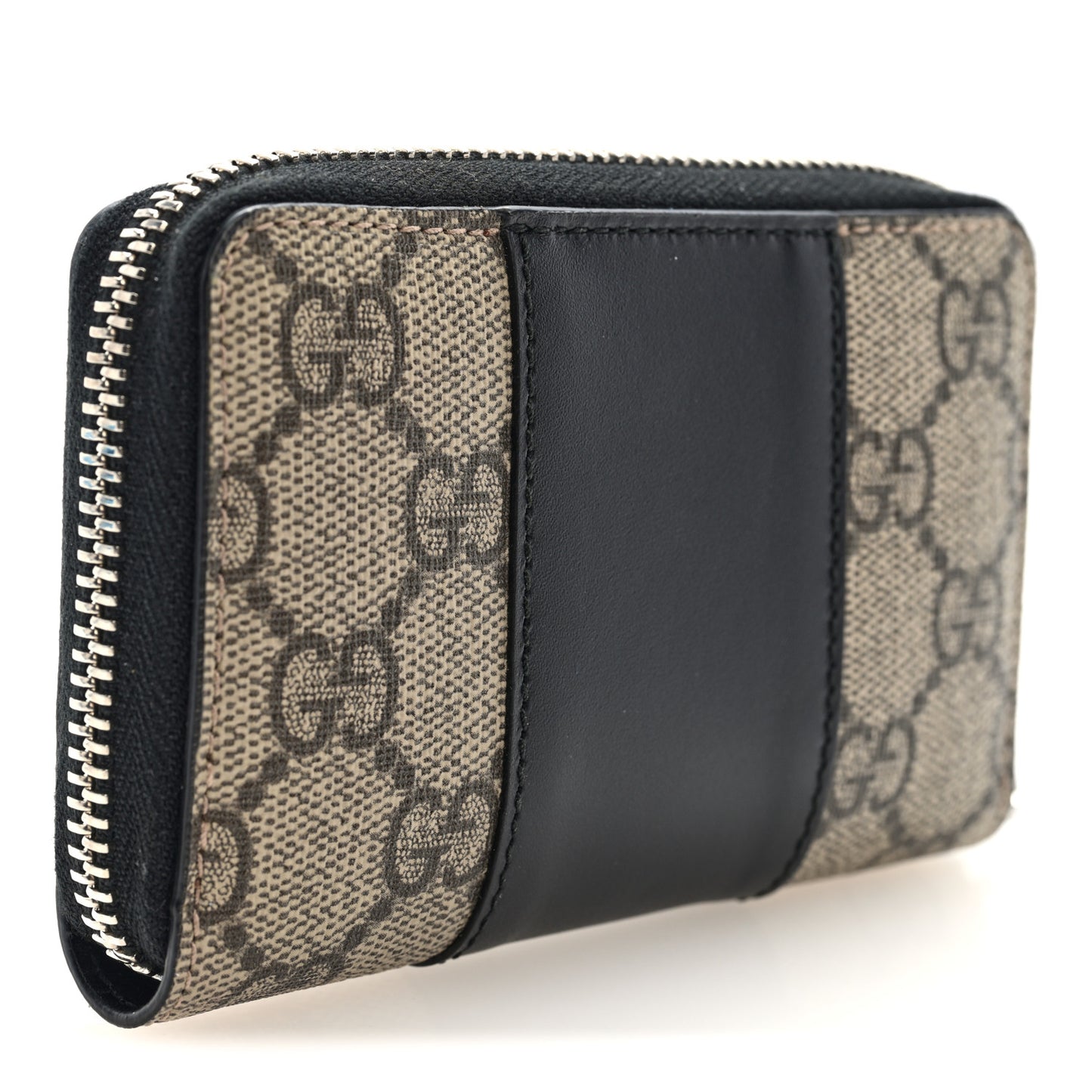 GG Supreme Monogram Zip Around Card Case Black