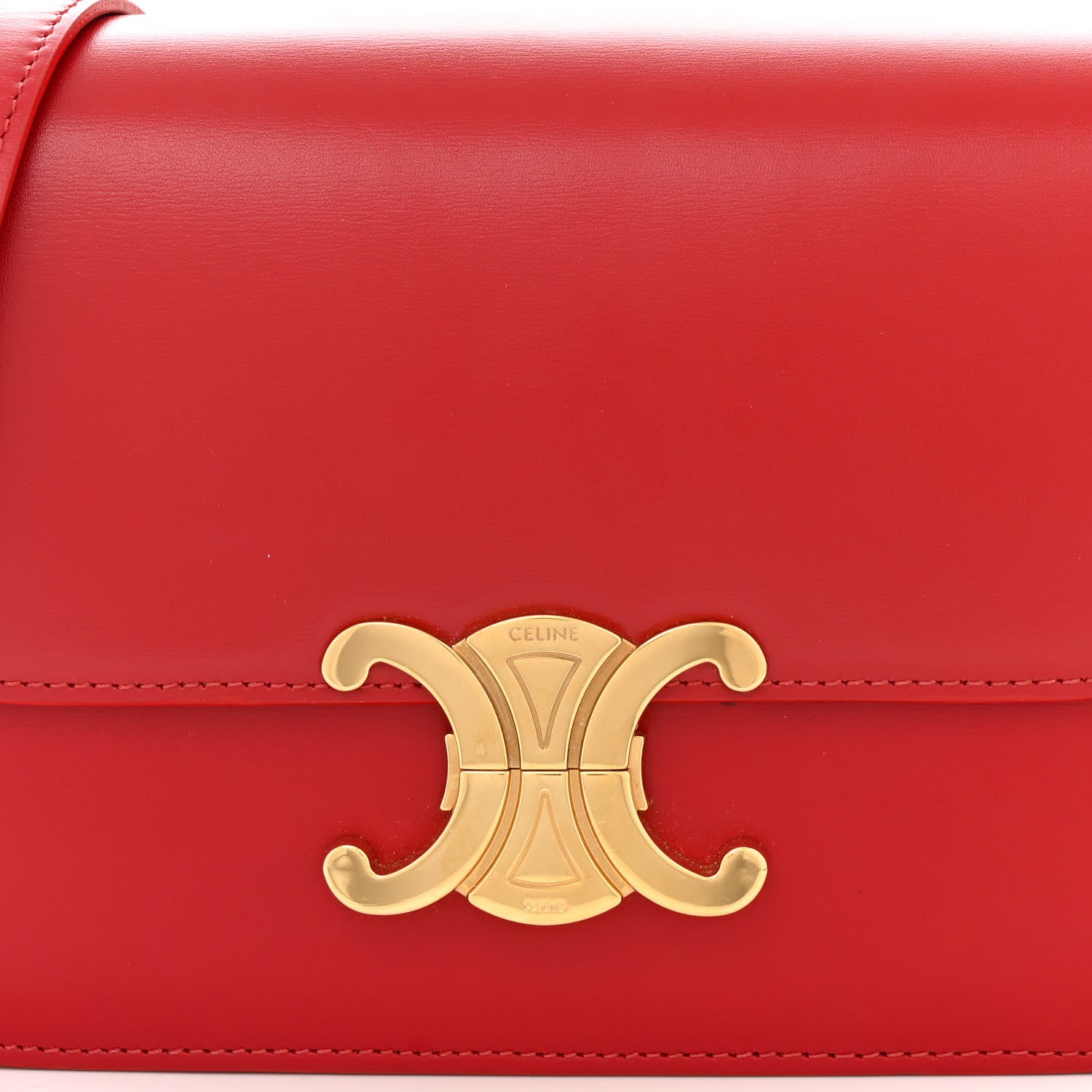 Celine Shiny Calfskin Medium Triomphe Red 8 of 10