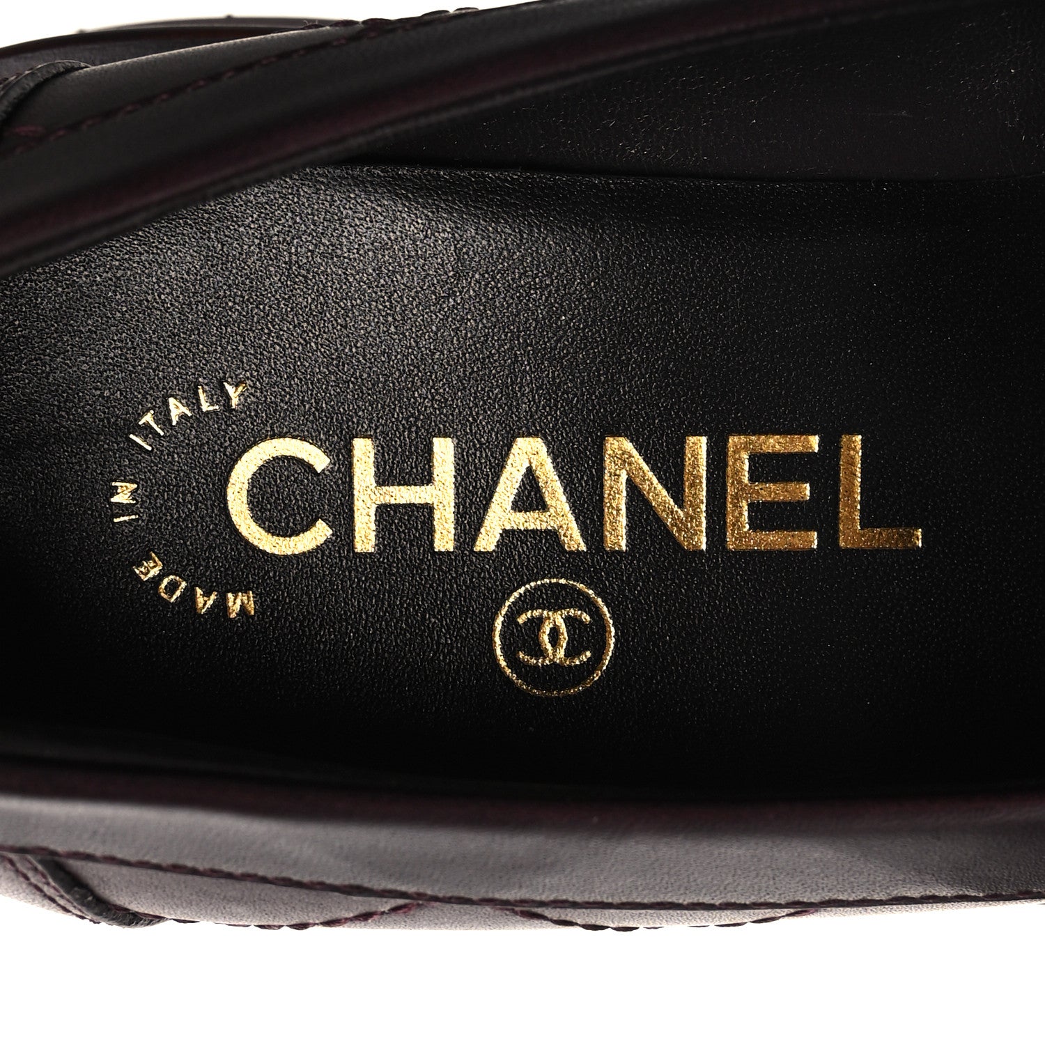 Chanel Calfskin Quilted CC Mocassin Loafers 36 Dark Purple 7 of 8