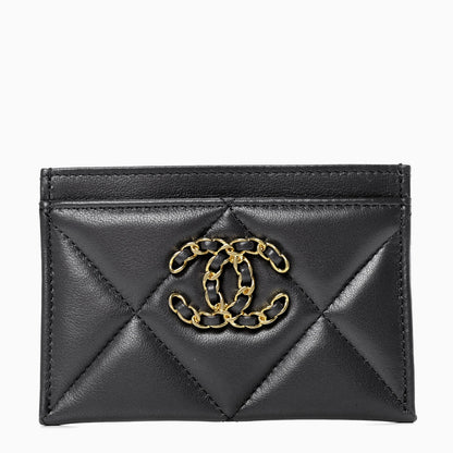 Chanel Lambskin Quilted Chanel 19 Card Holder Dark Grey 1 of 4