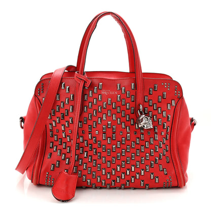 Alexander McQueen Calfskin Small Studded Padlock Zip Around Tote Red 1 of 14