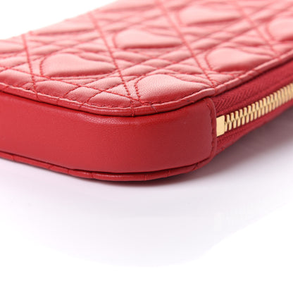 Christian Dior Lambskin Cannage Dioramour Lady Dior Phone Holder Bright Red 11 of 11