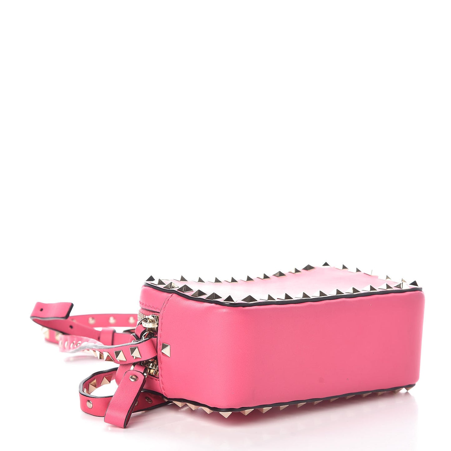 Vitello Rockstud Double Zip Camera Crossbody Bag Peony