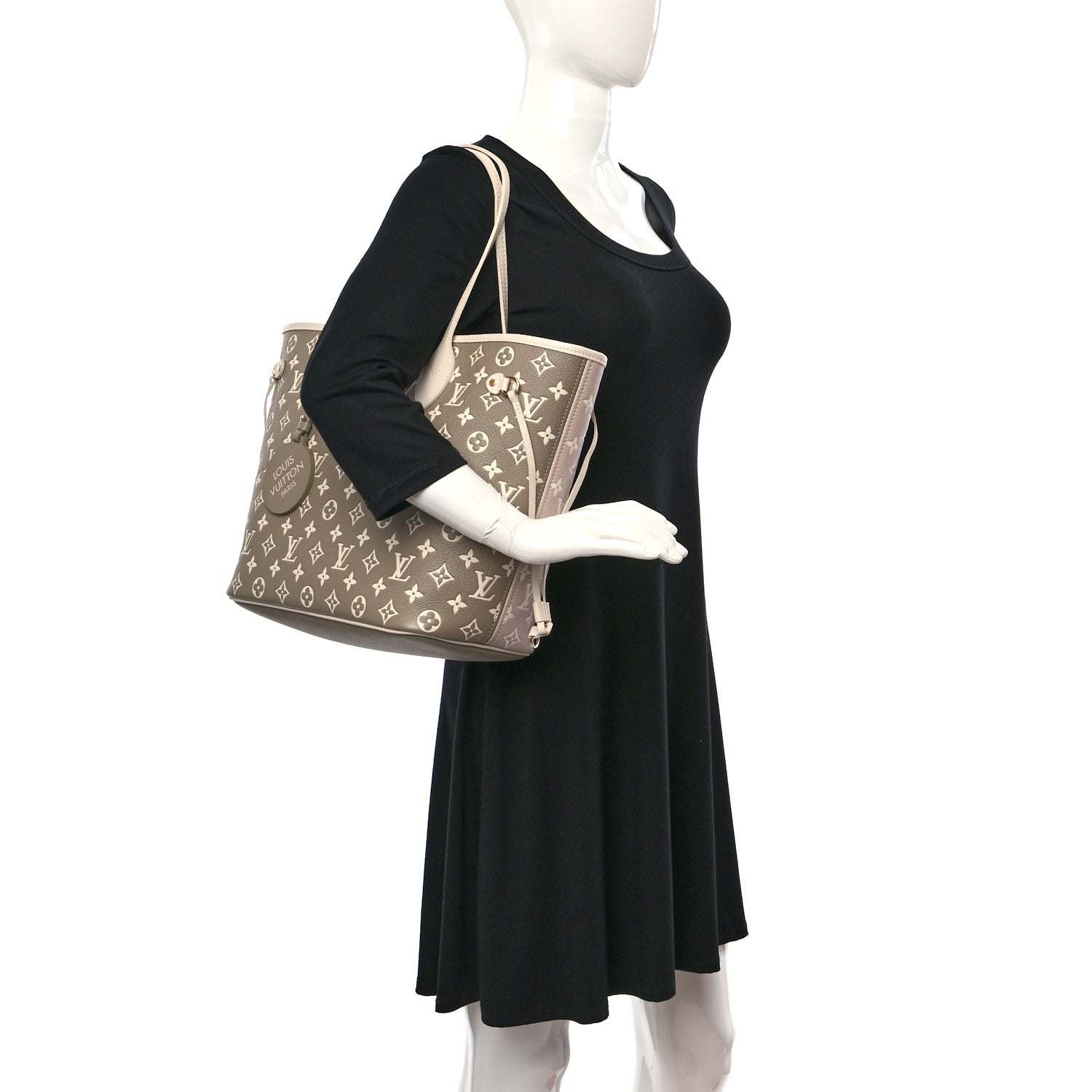 Louis Vuitton Empreinte Monogram Spring In The City Neverfull MM Kaki Beige Cream 3 of 9