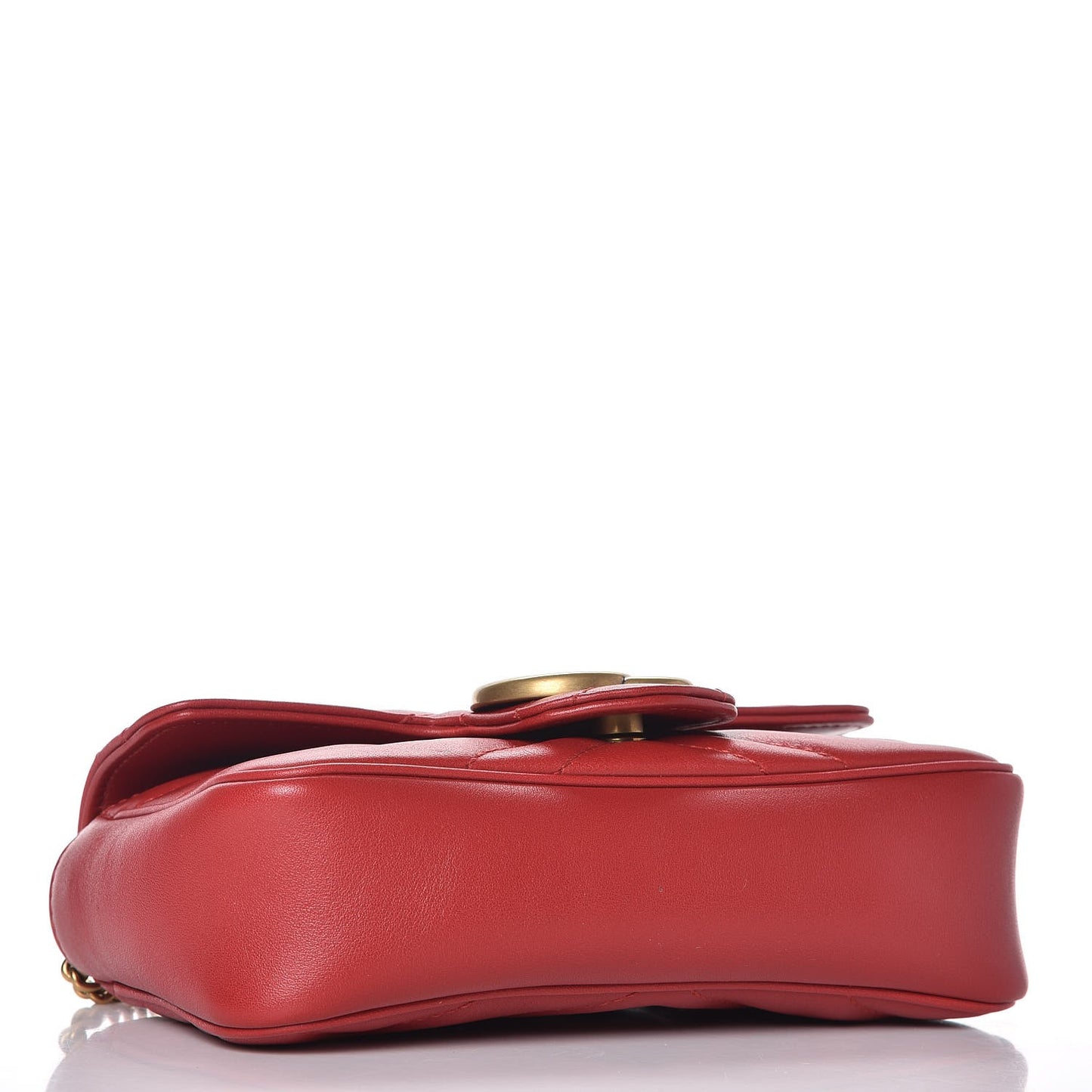 Calfskin Matelasse Super Mini GG Marmont Shoulder Bag Hibiscus Red
