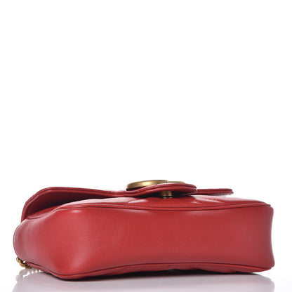 Gucci Calfskin Matelasse Super Mini GG Marmont Shoulder Bag Hibiscus Red 5 of 10