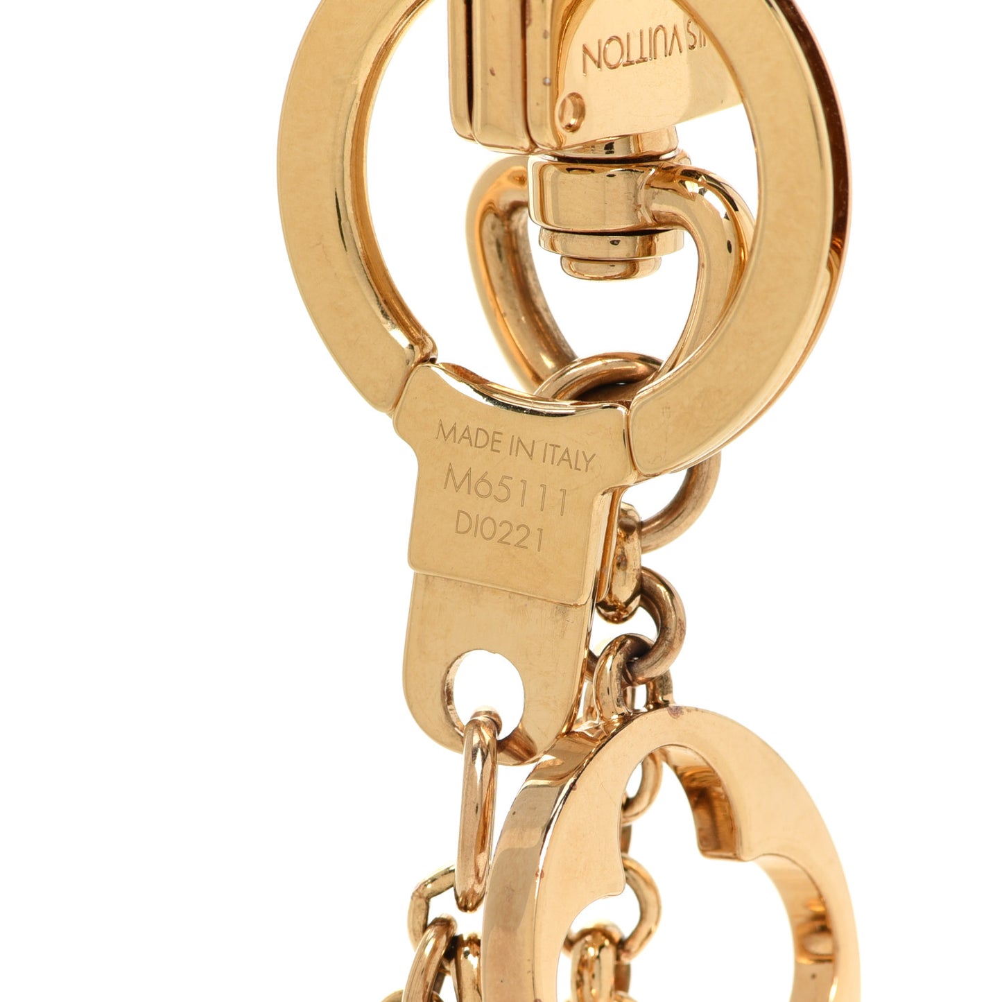 Brass Enamel Fleur De Monogram Bag Charm Chain Gold