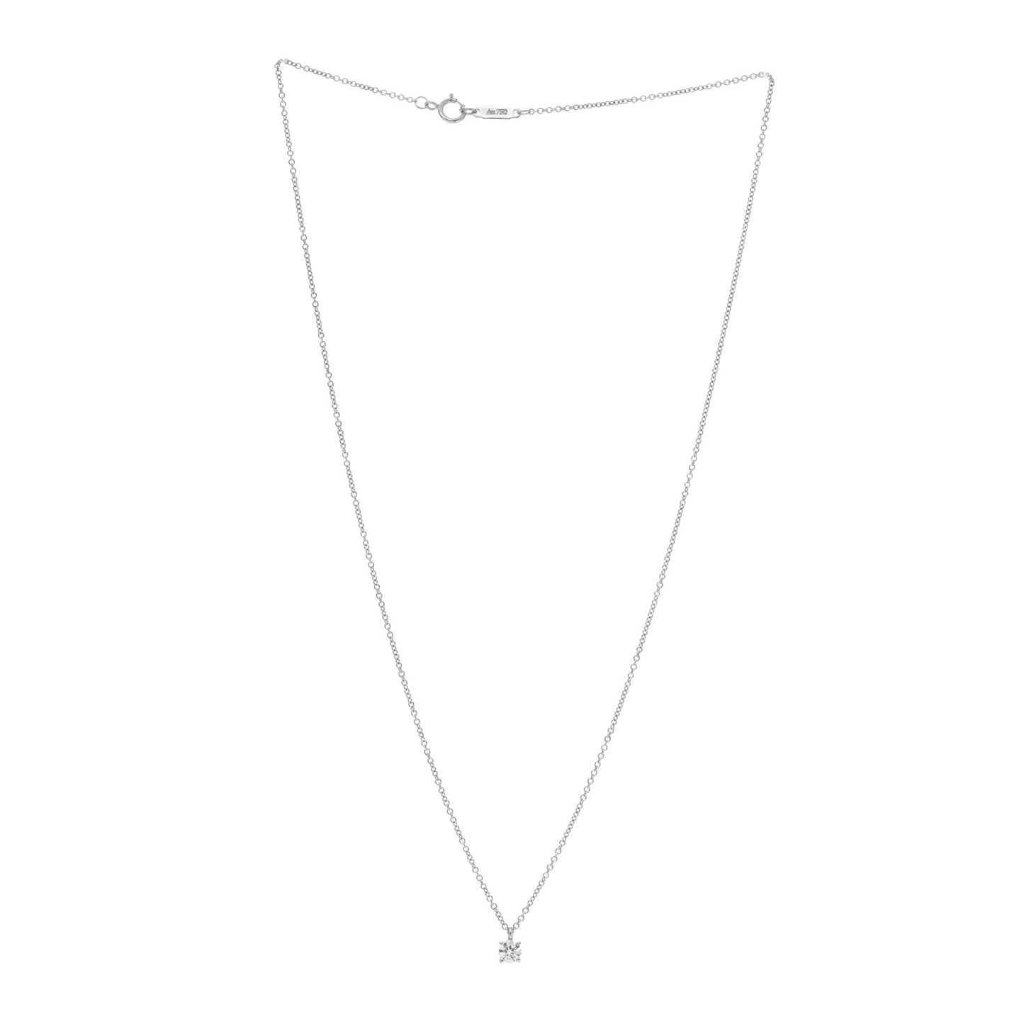 18K White Gold Platinum Diamond .25ct Solitaire Pendant Necklace