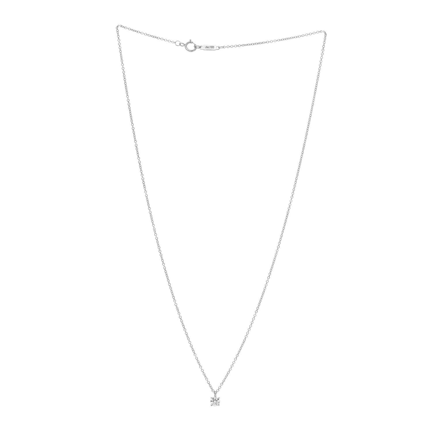 Tiffany 18K White Gold Platinum Diamond .25ct Solitaire Pendant Necklace 3 of 5