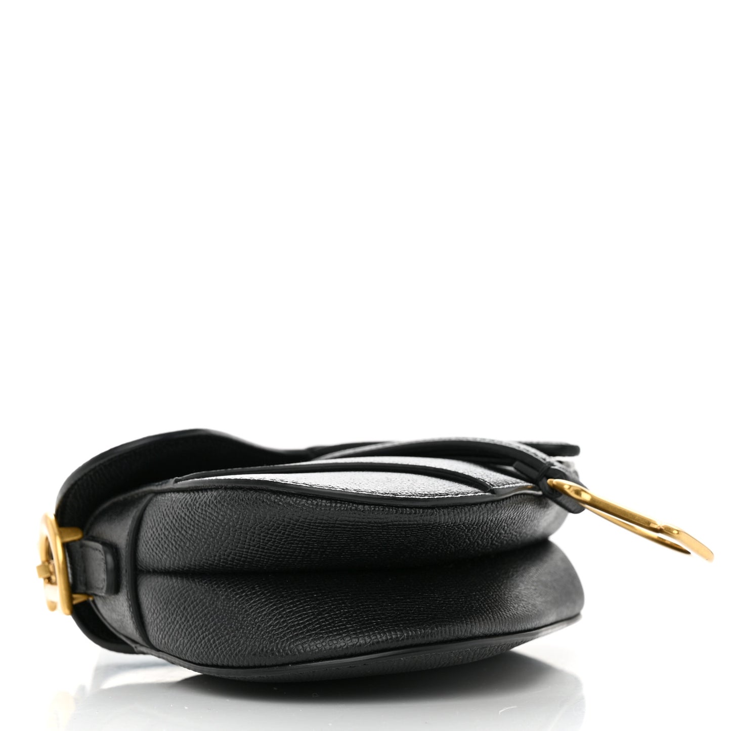 Grained Calfskin Mini Saddle Bag Black