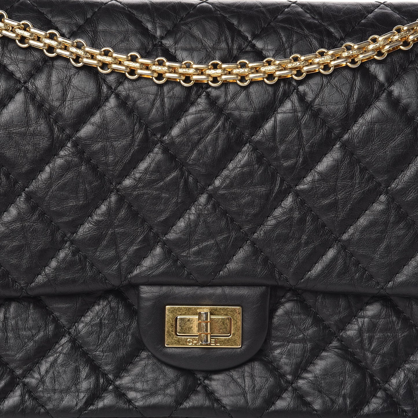 Aged Calfskin Quilted 2.55 Reissue 226 Flap Black