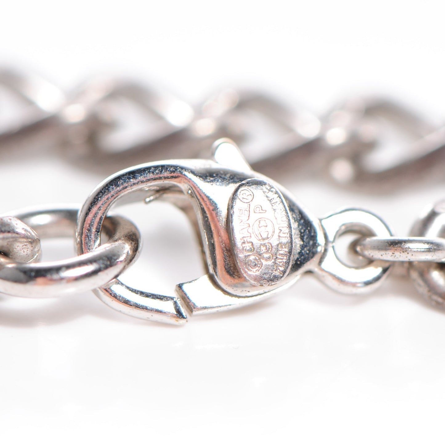 Perforated CC Necklace Silver