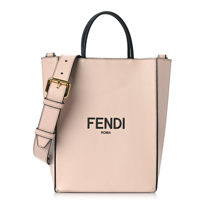 Fendi Vitello Fluffy Logo Small Shopping Bag Rosa Quarzo Black 1 of 12