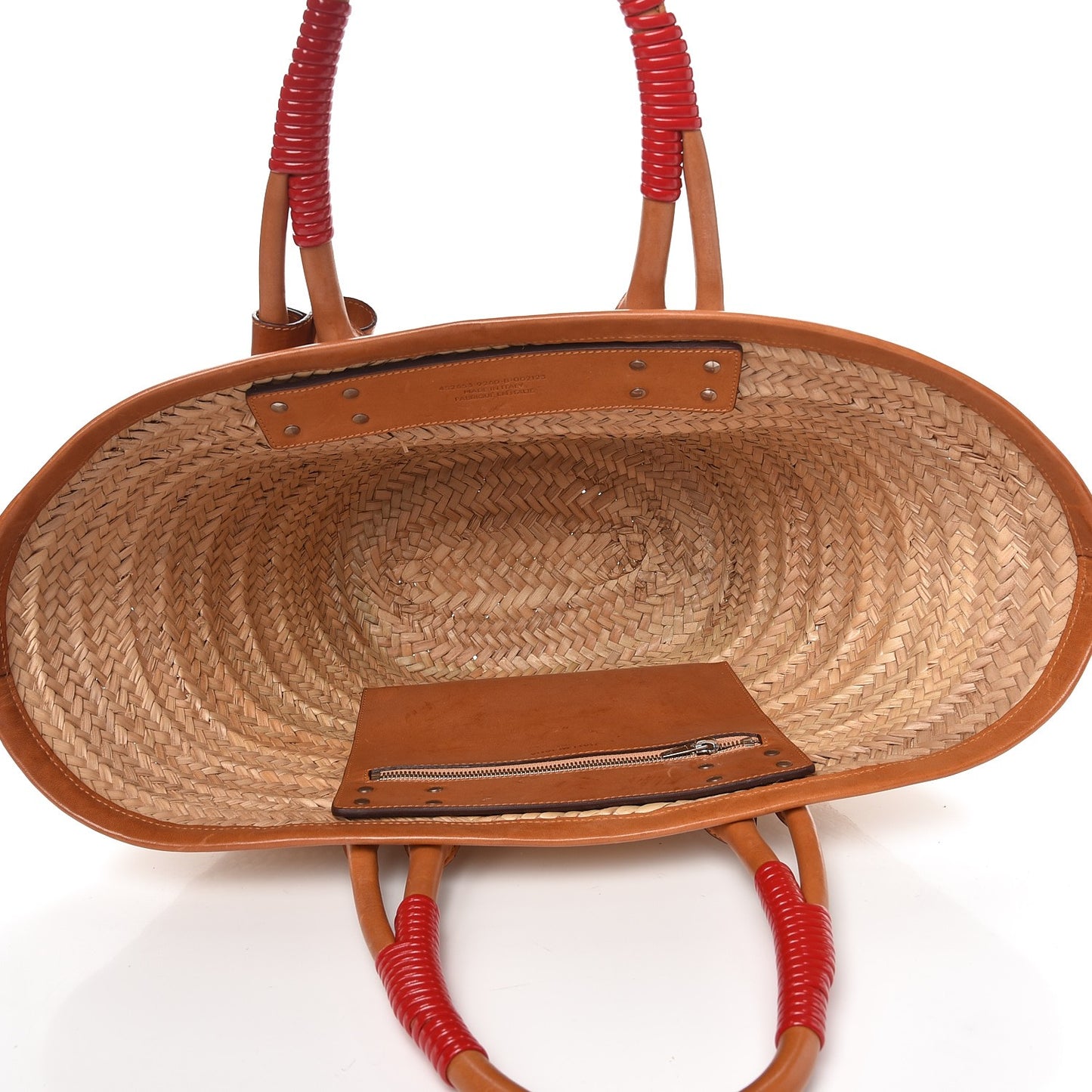 Straw Calfskin Medium Bistrot Panier Tote Natural