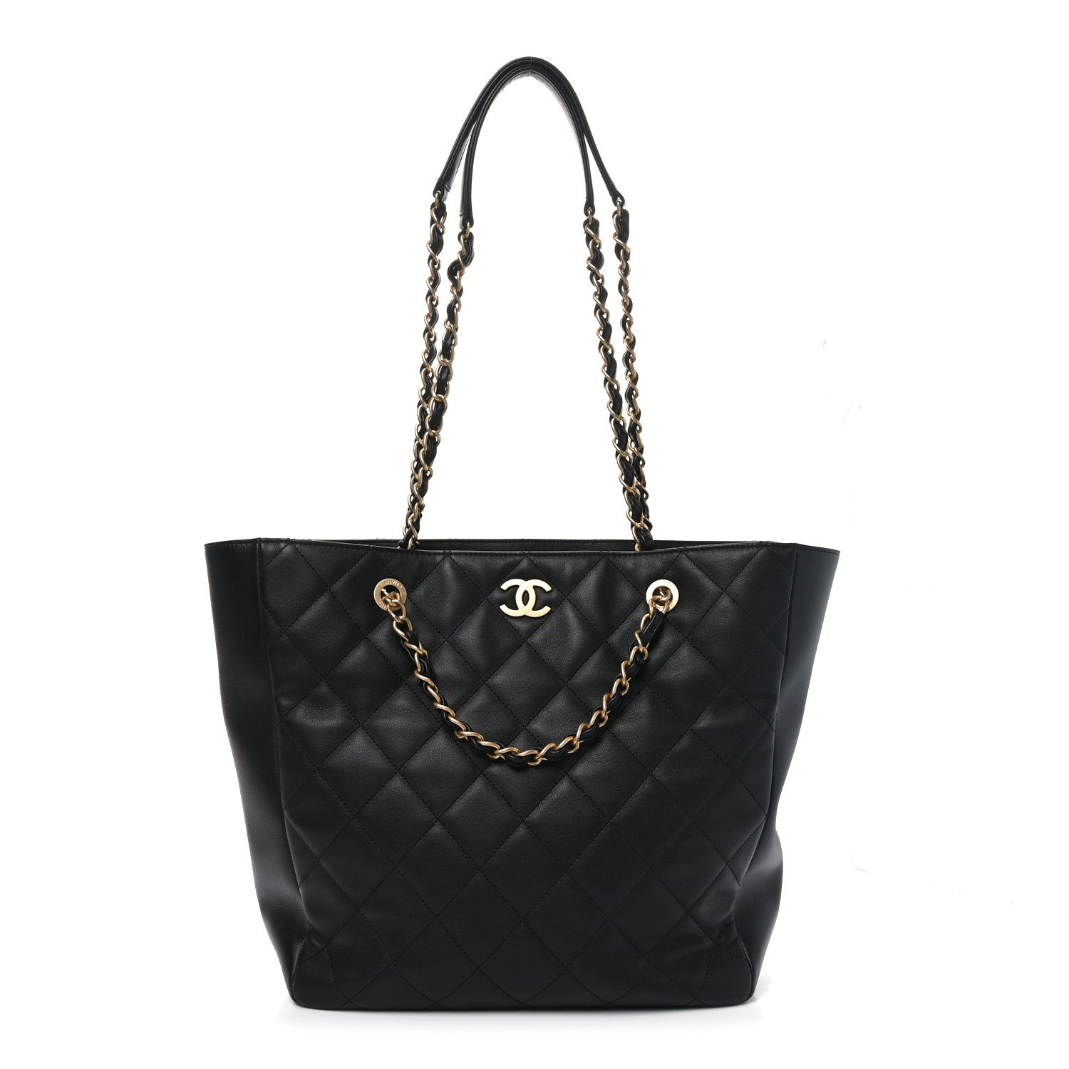 Chanel Lambskin Quilted Shopping Tote  Black 1 of 10