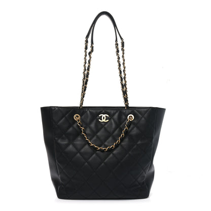 Chanel Lambskin Quilted Shopping Tote  Black 1 of 10