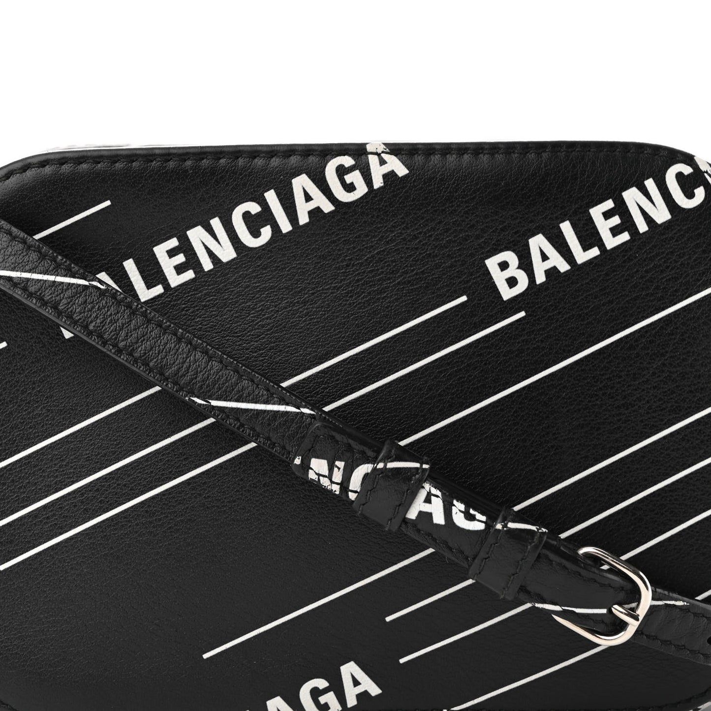 Calfskin Logo Print XS Everyday Camera Bag Black White