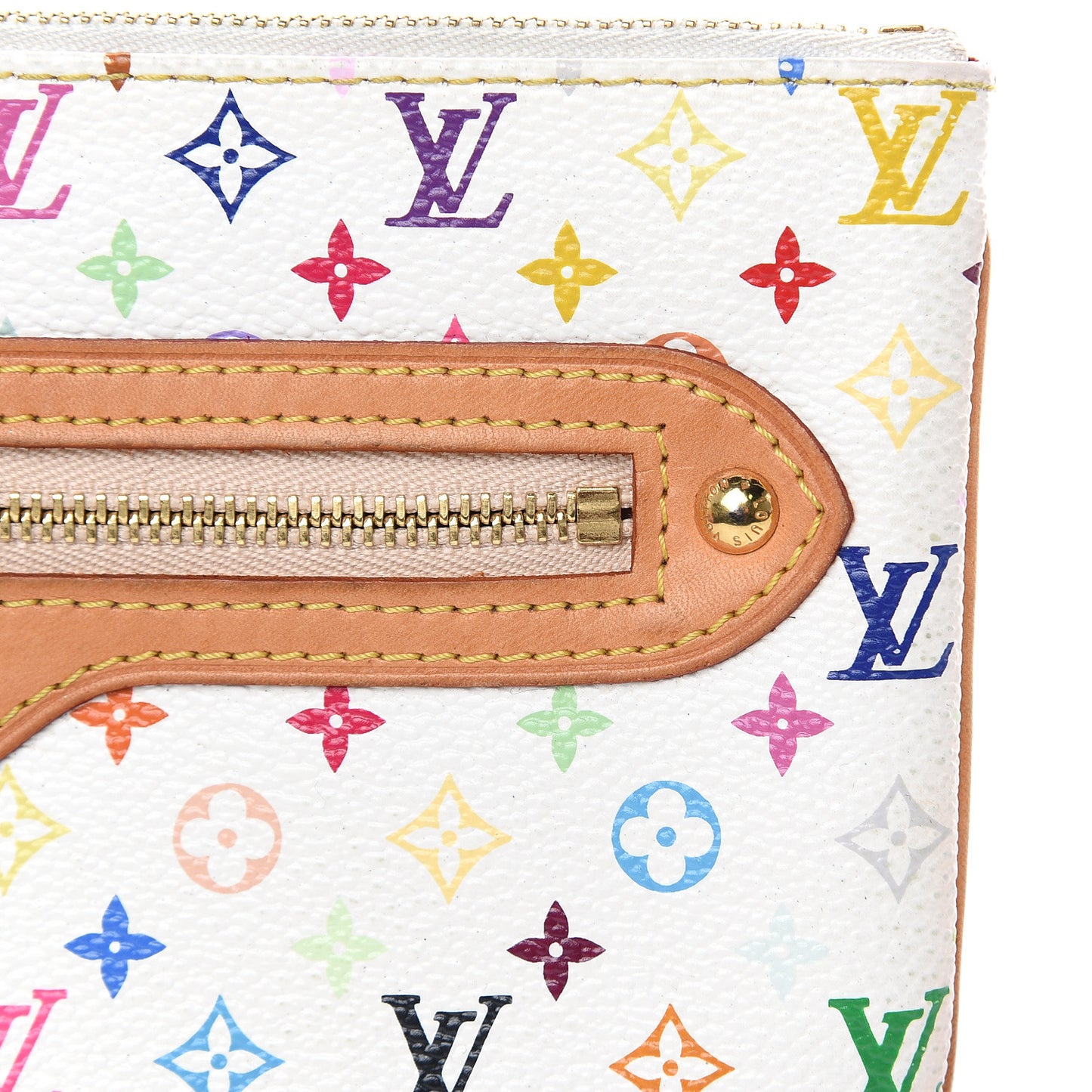 Monogram Multicolor Pochette Plate GM White