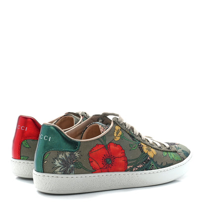Gucci Canvas Flora Snake Print Womens Ace Sneakers 35.5 Militare Multicolor 4 of 9