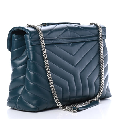 Saint Laurent Calfskin Y Quilted Monogram Medium Loulou Chain Satchel Dark Turquoise 2 of 4