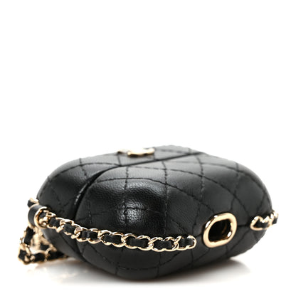 Chanel Lambskin Quilted Chain Around Airpods Pro Case With Chain Black Black 3 of 9