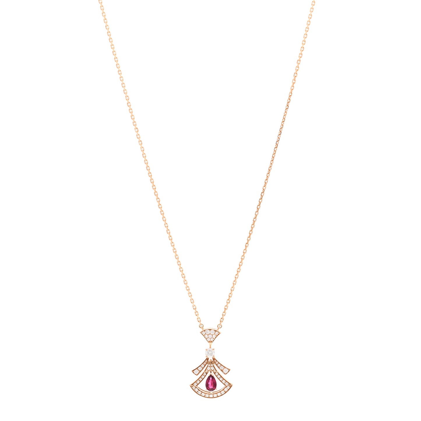 18K Rose Gold Diamond Rubellite Diva's Dream Pendant Necklace