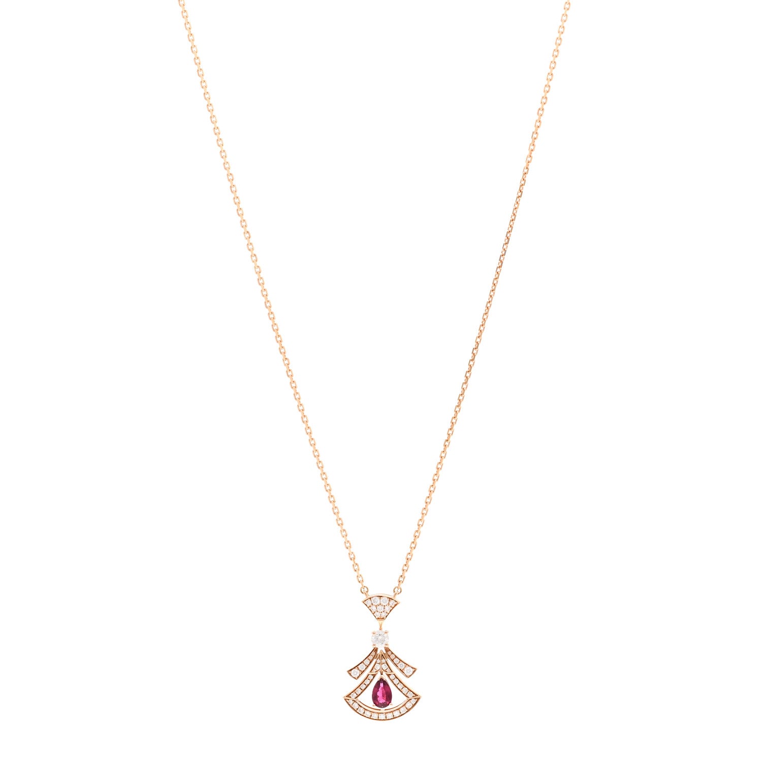 Bulgari 18K Rose Gold Diamond Rubellite Diva's Dream Pendant Necklace 1 of 5