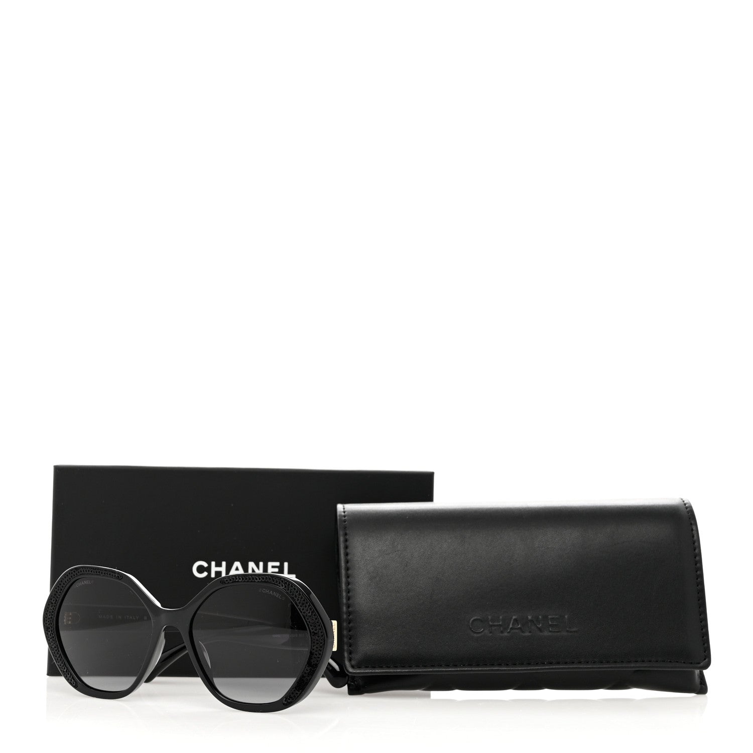 Chanel Acetate Sequin Round Sunglasses 5451-A Black 9 of 9