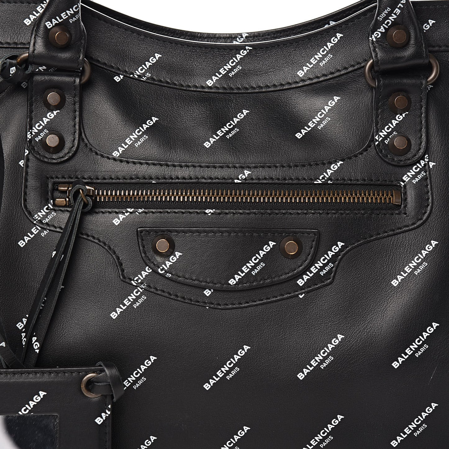 Veau Allover Logo Classic Hardware City Black White