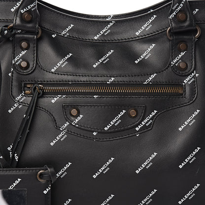 Balenciaga Veau Allover Logo Classic Hardware City Black White 12 of 12