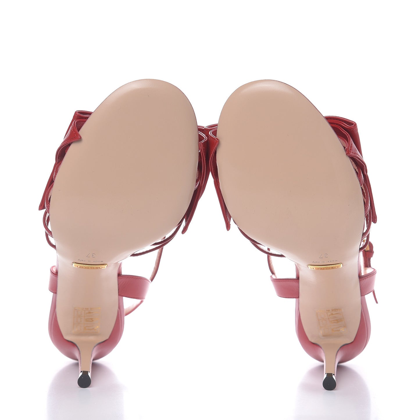 Nappa Queen Margaret Mid Heel Sandals 37 Hibiscus Red