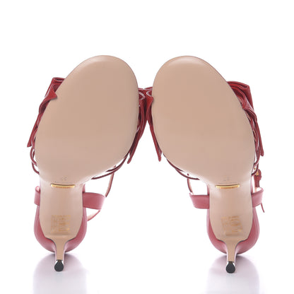 Gucci Nappa Queen Margaret Mid Heel Sandals 37 Hibiscus Red 5 of 8