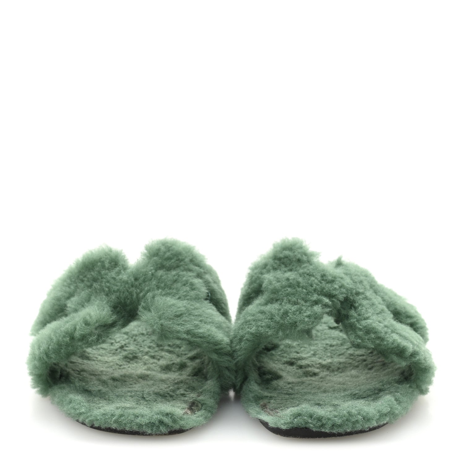 Hermes Woolskin Oran Sandals 36 Vert Anglais 3 of 9