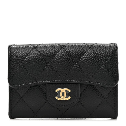 Chanel Caviar Quilted Flap Card Holder Wallet Black 1 of 9