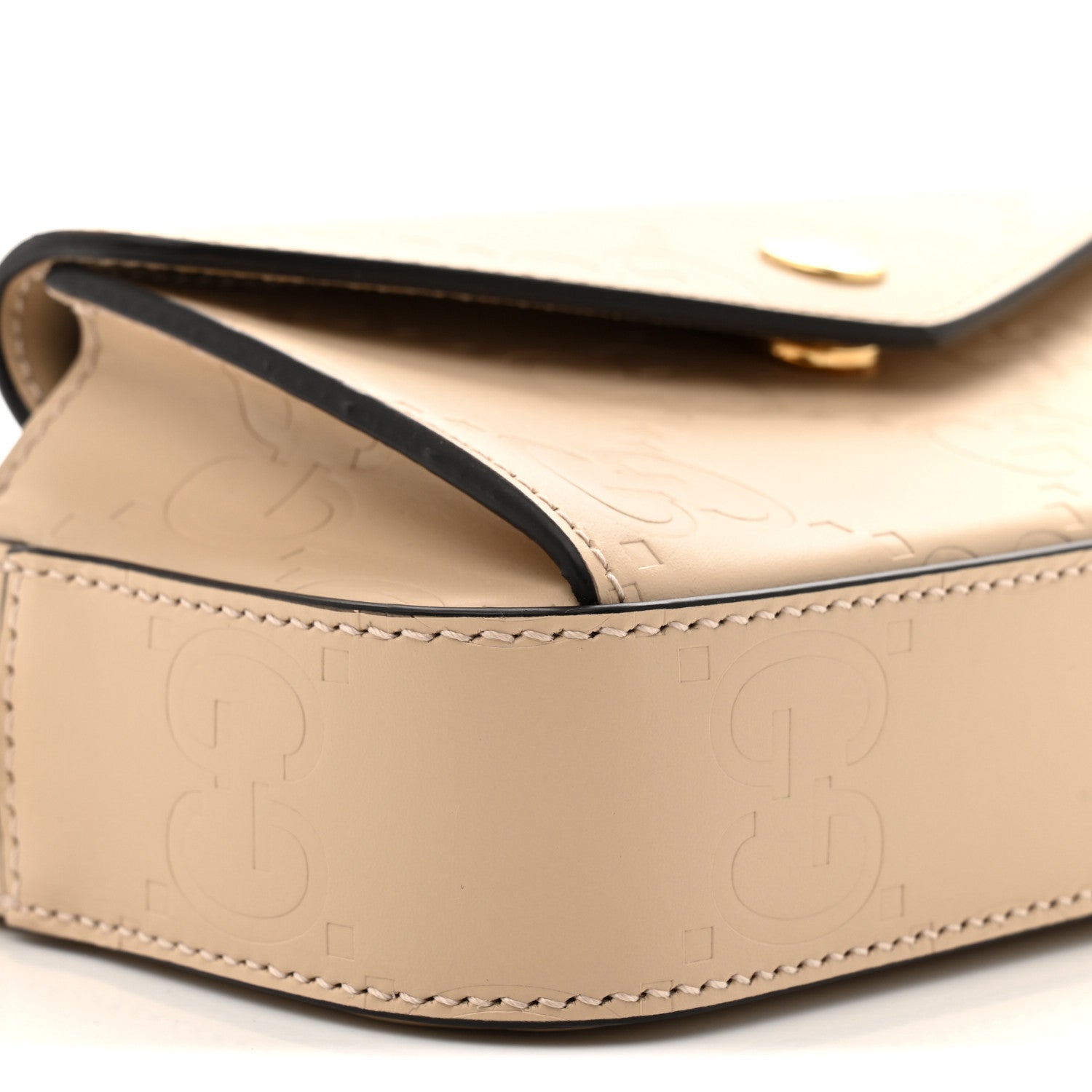 Gucci Calfskin GG Super Mini Debossed Chain Wallet Souffle Rose 9 of 11