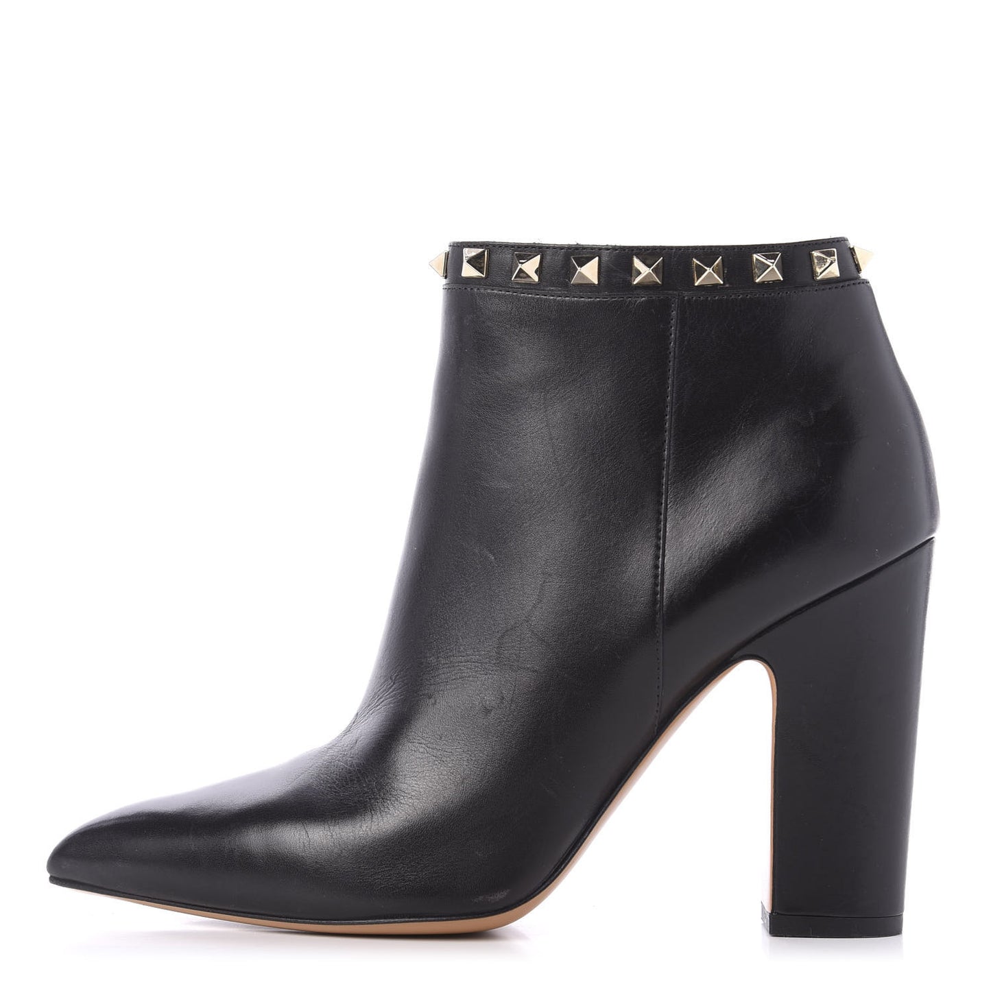 Calfskin Rockstud 100mm Ankle Boots 40 Black