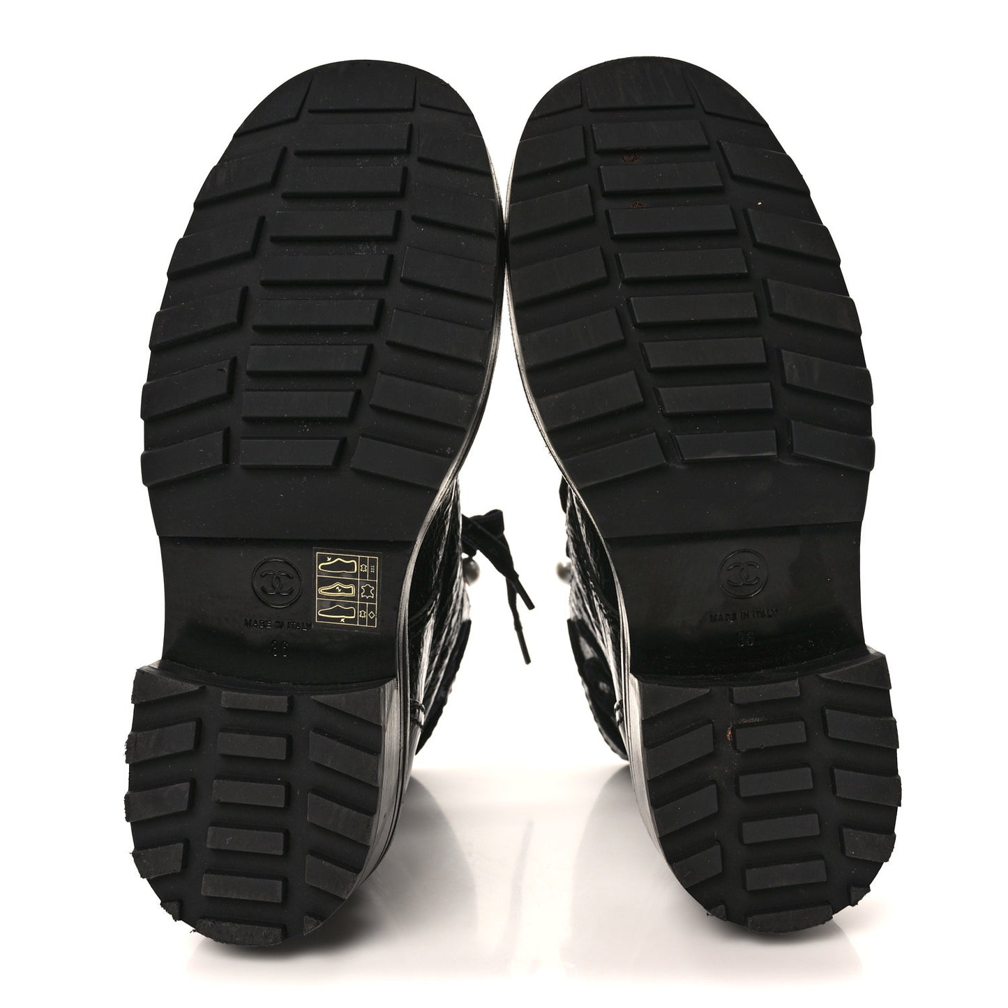 Shiny Calfskin Velvet Pearl Combat Short Boots 36 Black