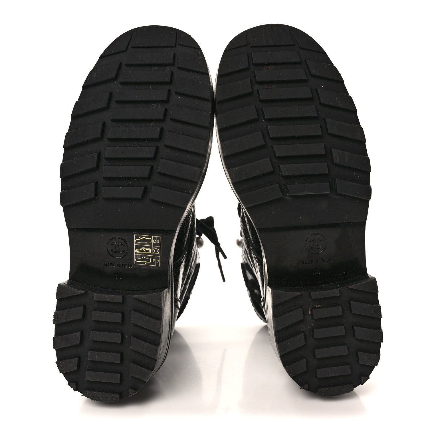 Chanel Shiny Calfskin Velvet Pearl Combat Short Boots 36 Black 5 of 8