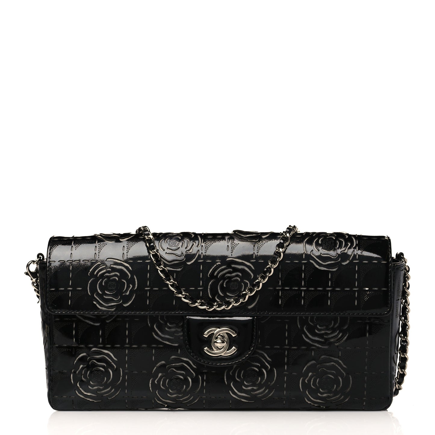 Patent Perforated Camellia East West Flap Black
