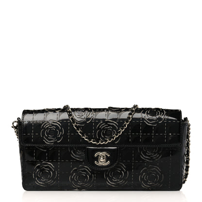 Chanel Patent Perforated Camellia East West Flap Black 1 of 11
