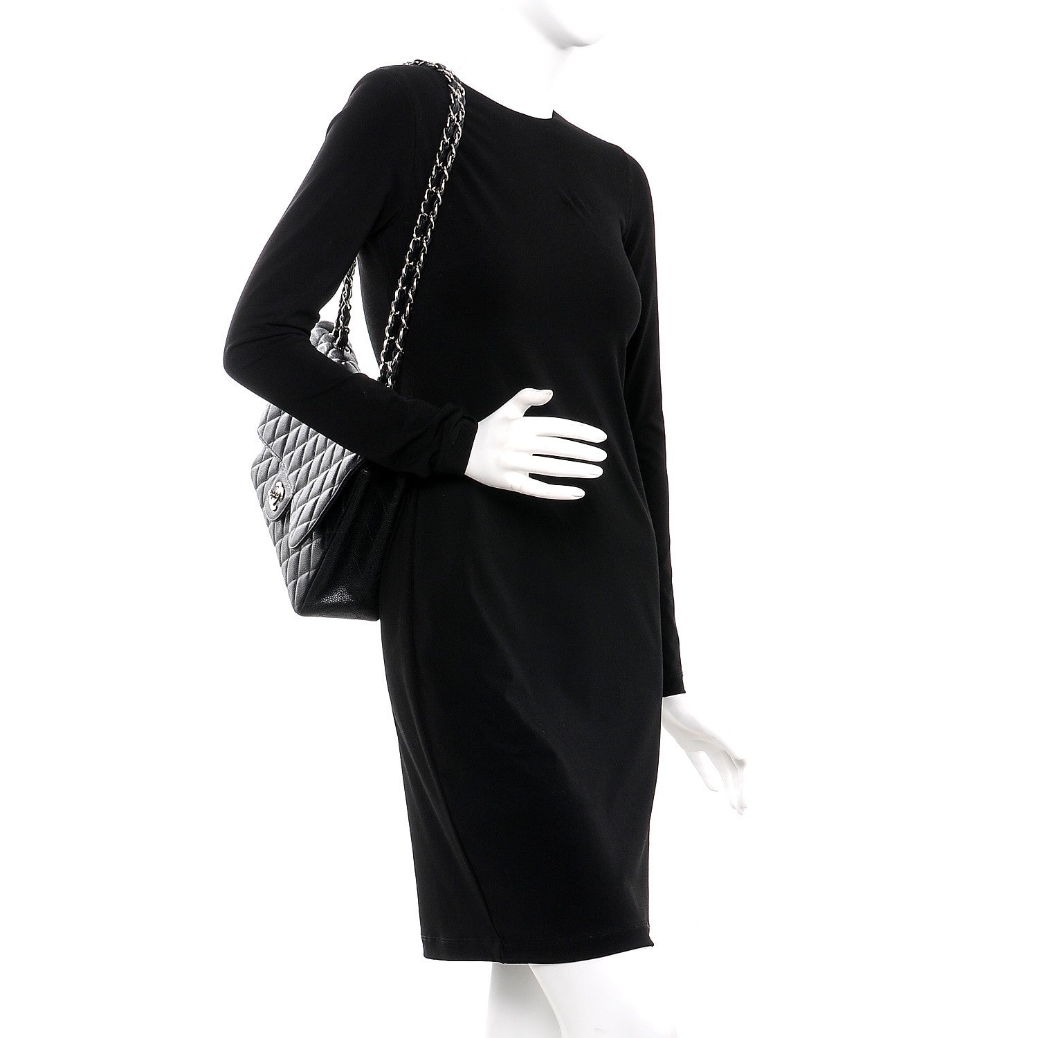 Chanel Caviar Quilted Jumbo Single Flap Black 3 of 8