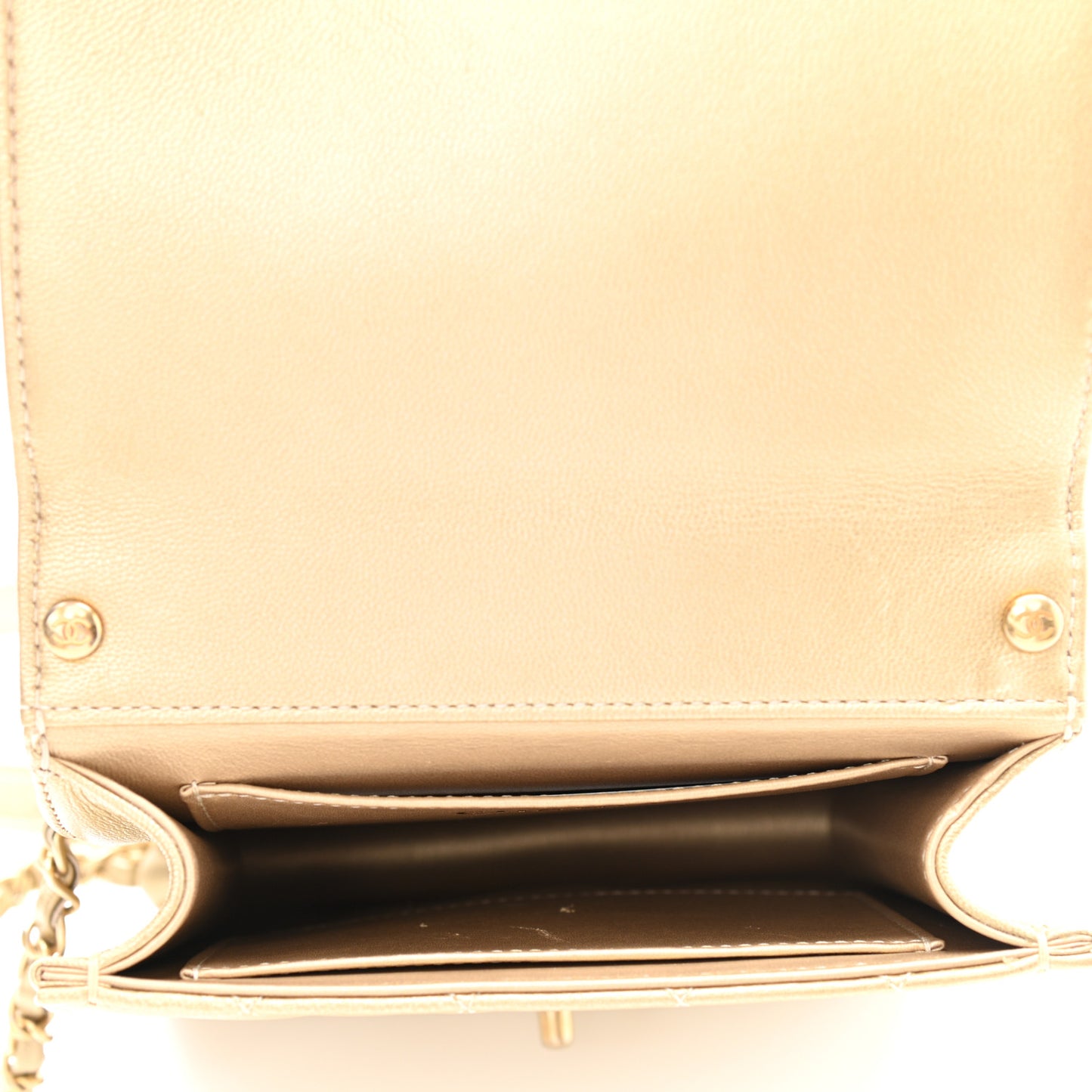 Metallic Goatskin Quilted Chic Pearls Flap Gold