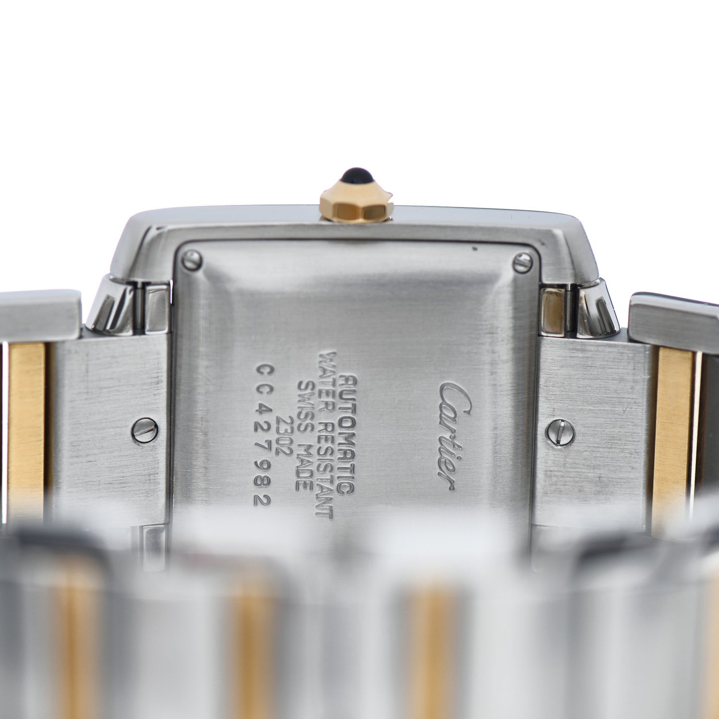 Stainless Steel 18K Yellow Gold 28mm Tank Francaise Automatic Watch